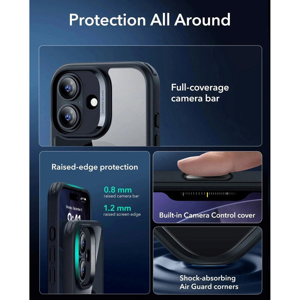 ESR iPhone 17 Classic Hybrid Deksel med Kamerakontrollknapp – MagSafe Kompatibel – Gjennomsiktig / Svart