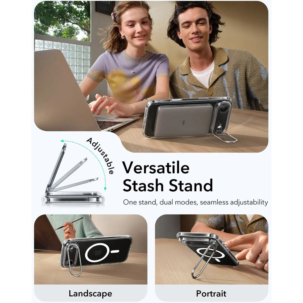 ESR iPhone Air Classic Hybrid Stash Case med Kickstand – MagSafe Kompatibel – Gjennomsiktig