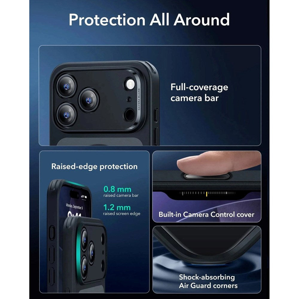 ESR iPhone 17 Pro Classic Hybrid Deksel med Kamerakontrollknapp – MagSafe Kompatibel – Matt Svart