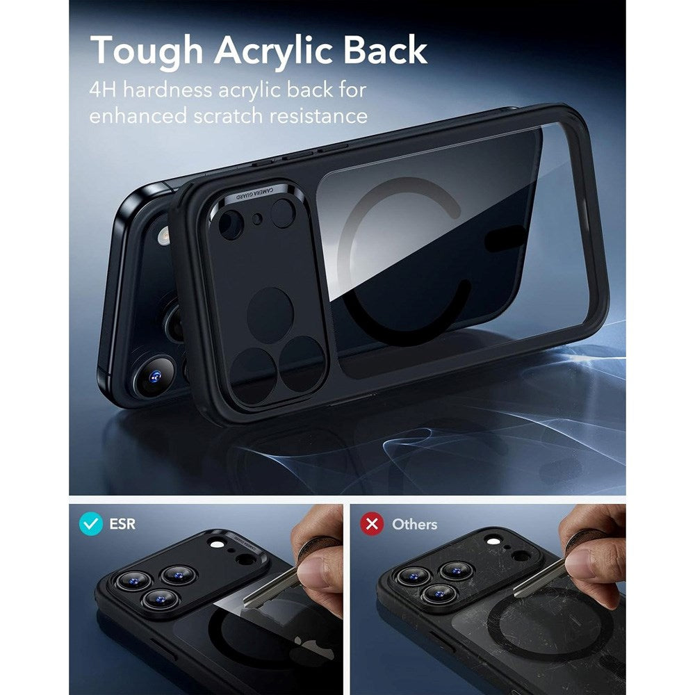 ESR iPhone 17 Pro Classic Hybrid Deksel med Kamerakontrollknapp – MagSafe Kompatibel – Gjennomsiktig / Svart