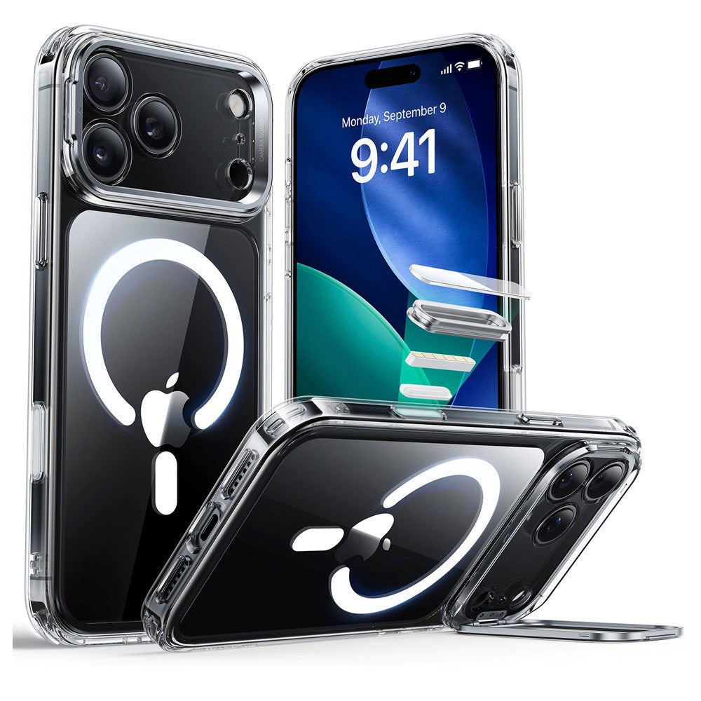 ESR iPhone 17 Pro Classic Hybrid Stash Case med Kickstand – MagSafe Kompatibel – Gjennomsiktig