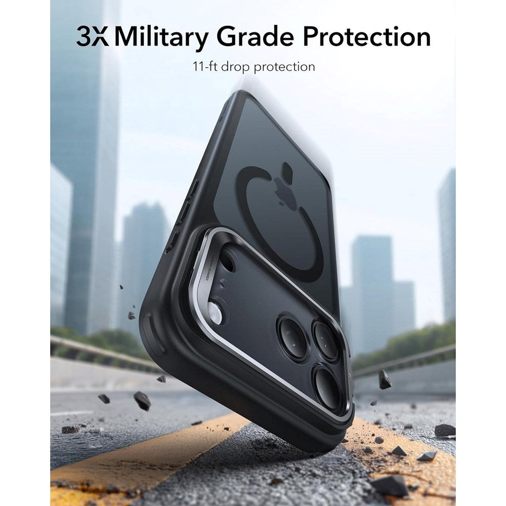 ESR iPhone 17 Pro Classic Hybrid Stash Case med Kickstand – MagSafe Kompatibel – Matt Svart