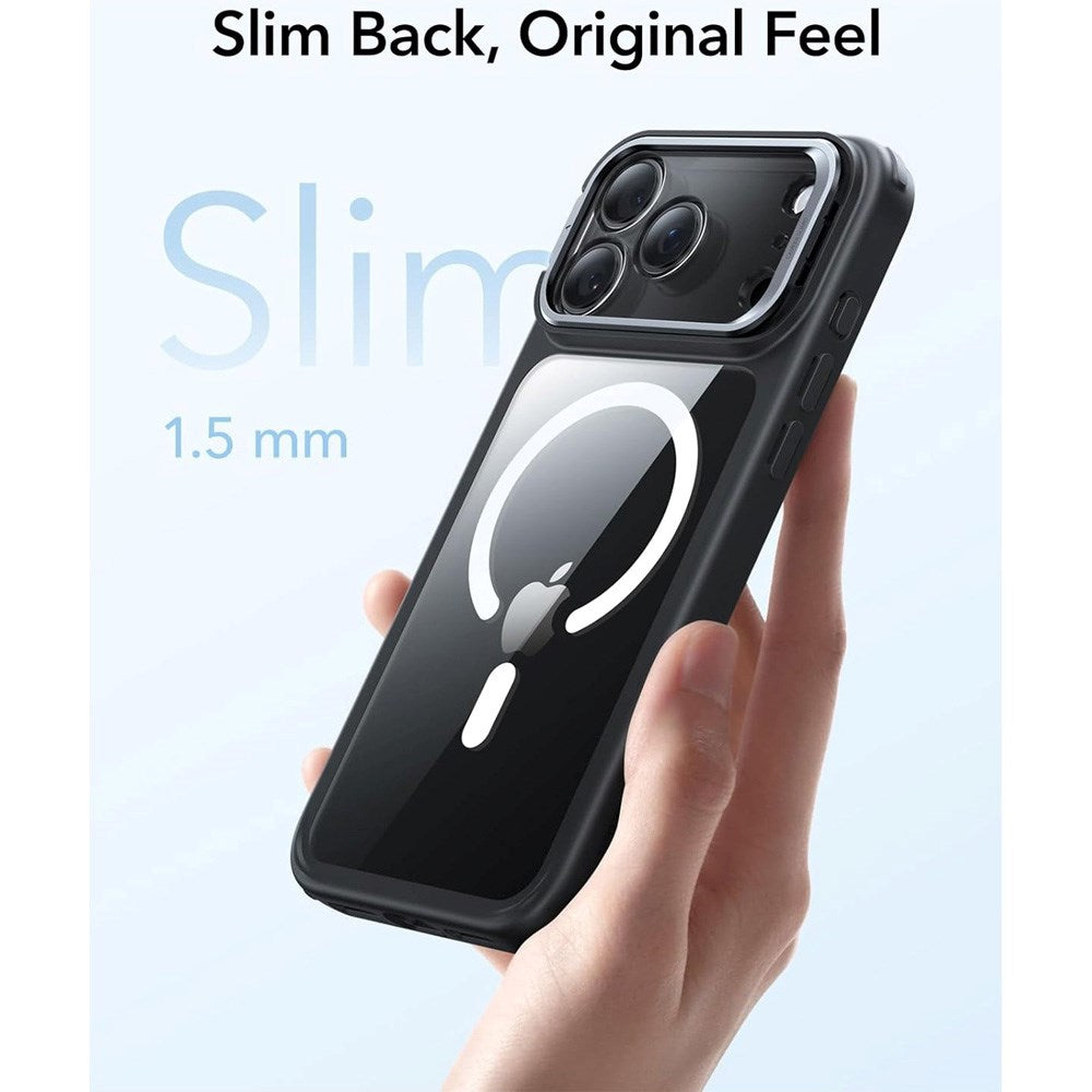 ESR iPhone 17 Pro Classic Hybrid Stash Case med Kickstand – MagSafe Kompatibel – Gjennomsiktig / Svart
