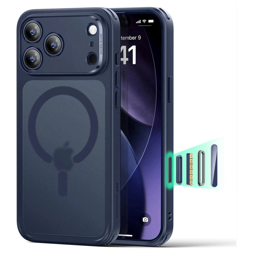 ESR iPhone 17 Pro Classic Hybrid Deksel med Kamerakontrollknapp – MagSafe Kompatibel – Matt Blå