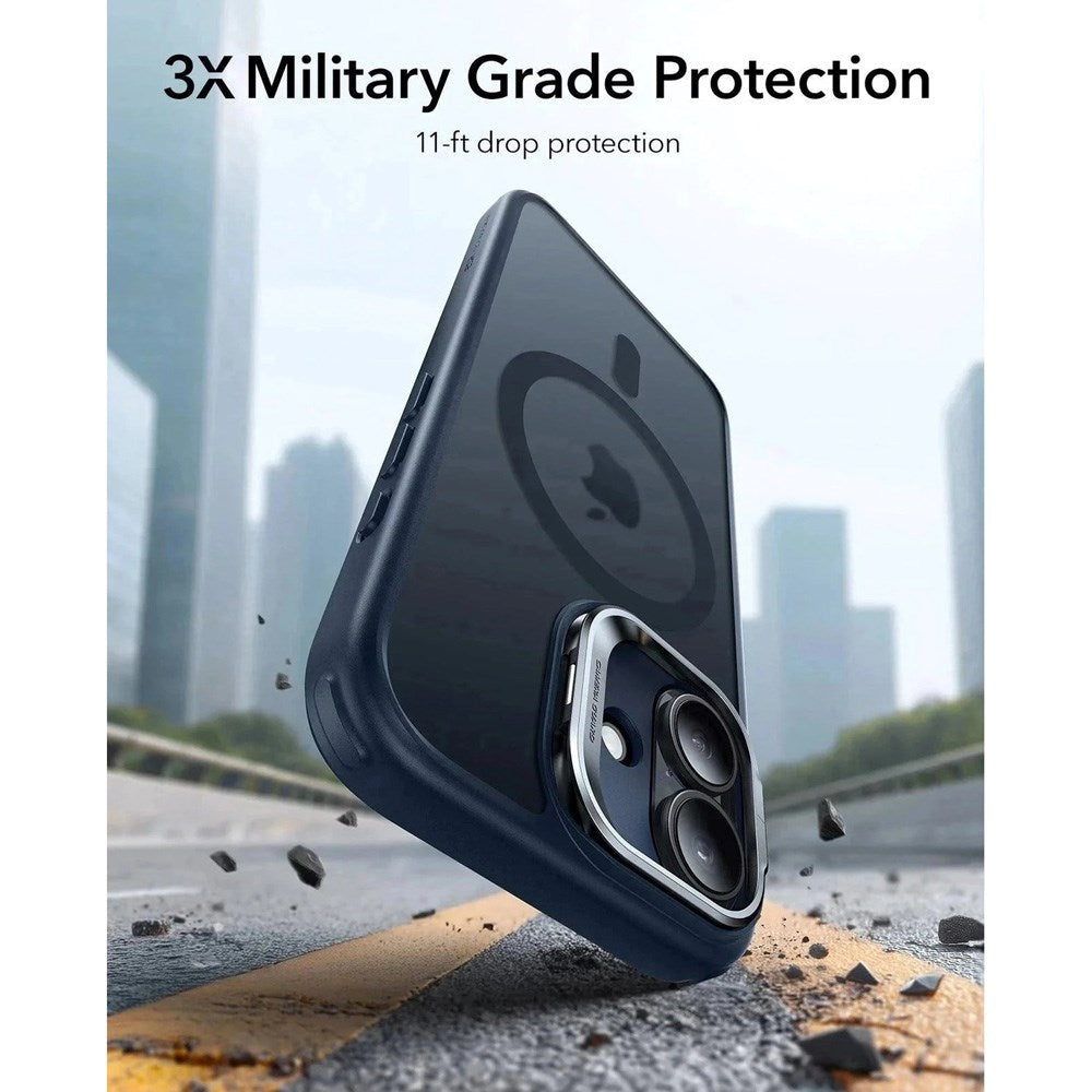 ESR iPhone 17 Classic Hybrid Stash Case med Kickstand – MagSafe Kompatibel – Matt Blå