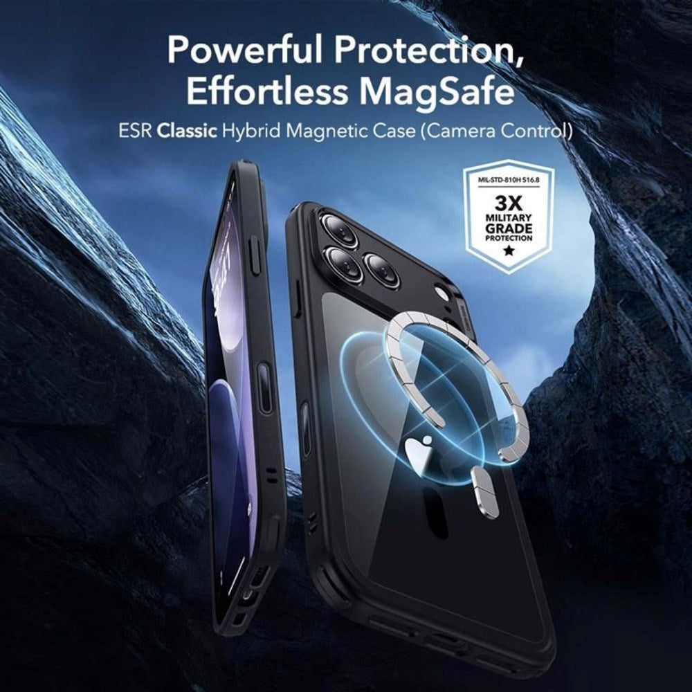 iPhone 17 Pro ESR Classic Hybrid Set m. Bak Deksel & Herdet Skjermbeskyttelsesglass - MagSafe Kompatibel - Gjennomsiktig / Svart