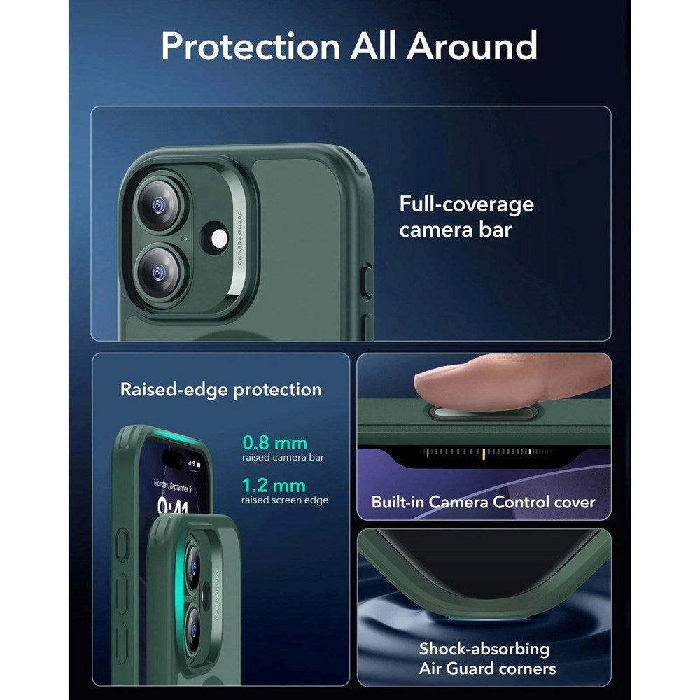 ESR iPhone 17 Classic Hybrid Deksel med Kamerakontrollknapp – MagSafe Kompatibel – Matt Grønn