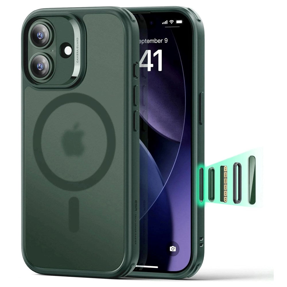 ESR iPhone 17 Classic Hybrid Deksel med Kamerakontrollknapp – MagSafe Kompatibel – Matt Grønn