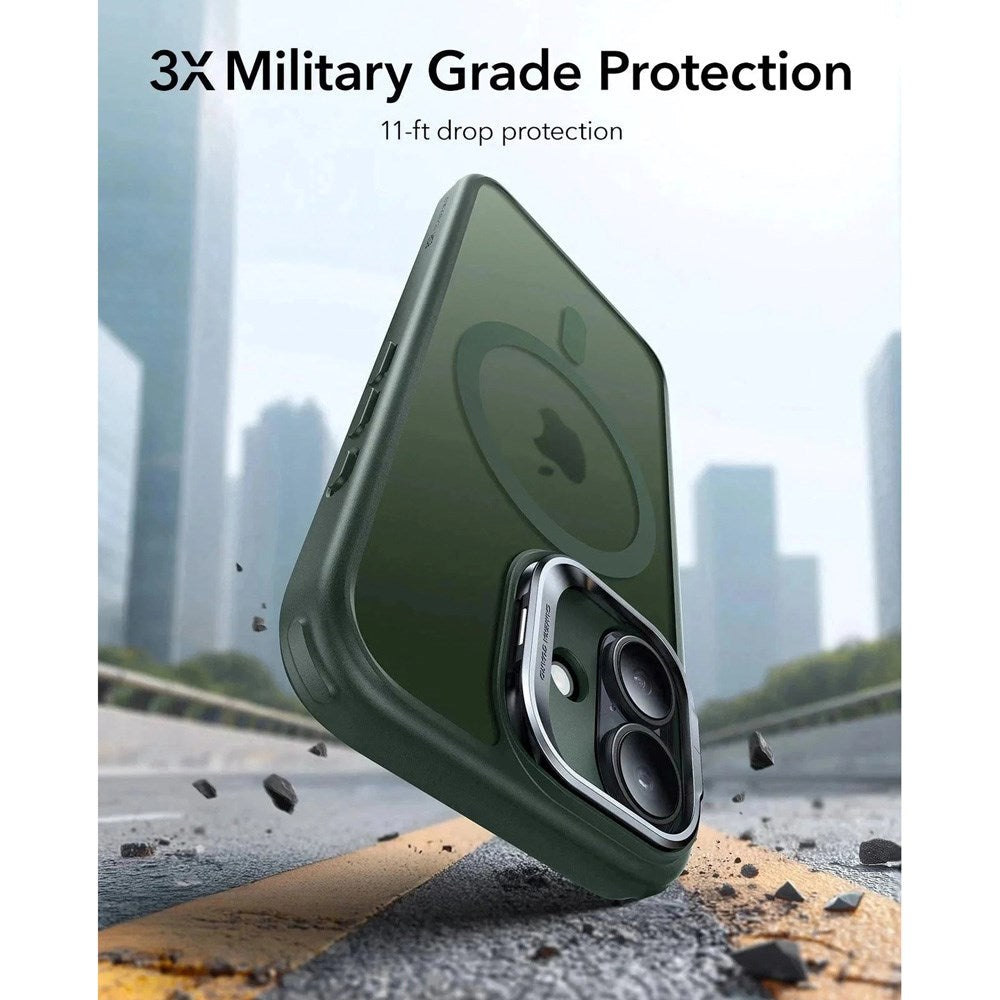 ESR iPhone 17 Classic Hybrid Stash Case med Kickstand – MagSafe Kompatibel – Matt Grønn