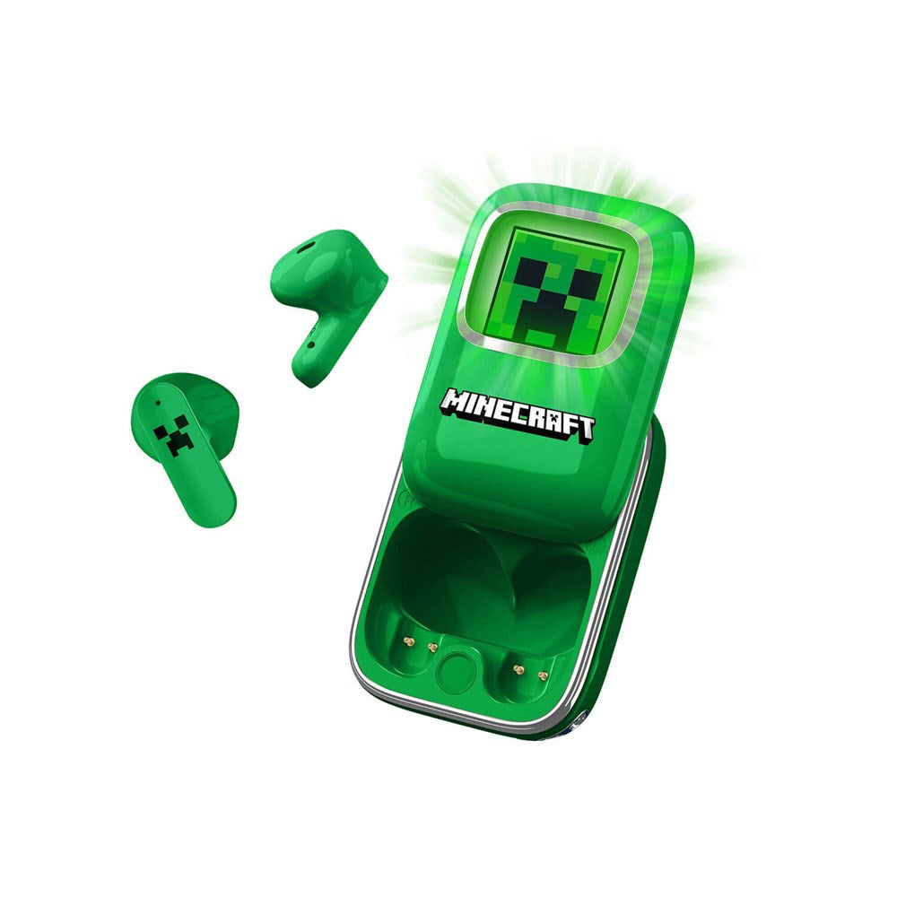 Minecraft OTL True Wireless In-Ear Hodetelefoner med Skyvbart Ladeetui - Grønn