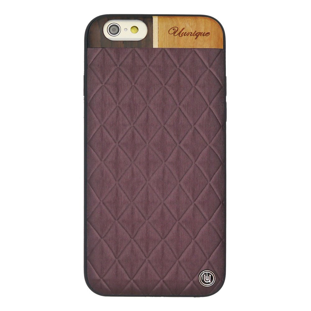 iPhone 6 / 6s Uunique Hard Shell - Designer Plast Bakside Deksel - Embossed Wooden Purple