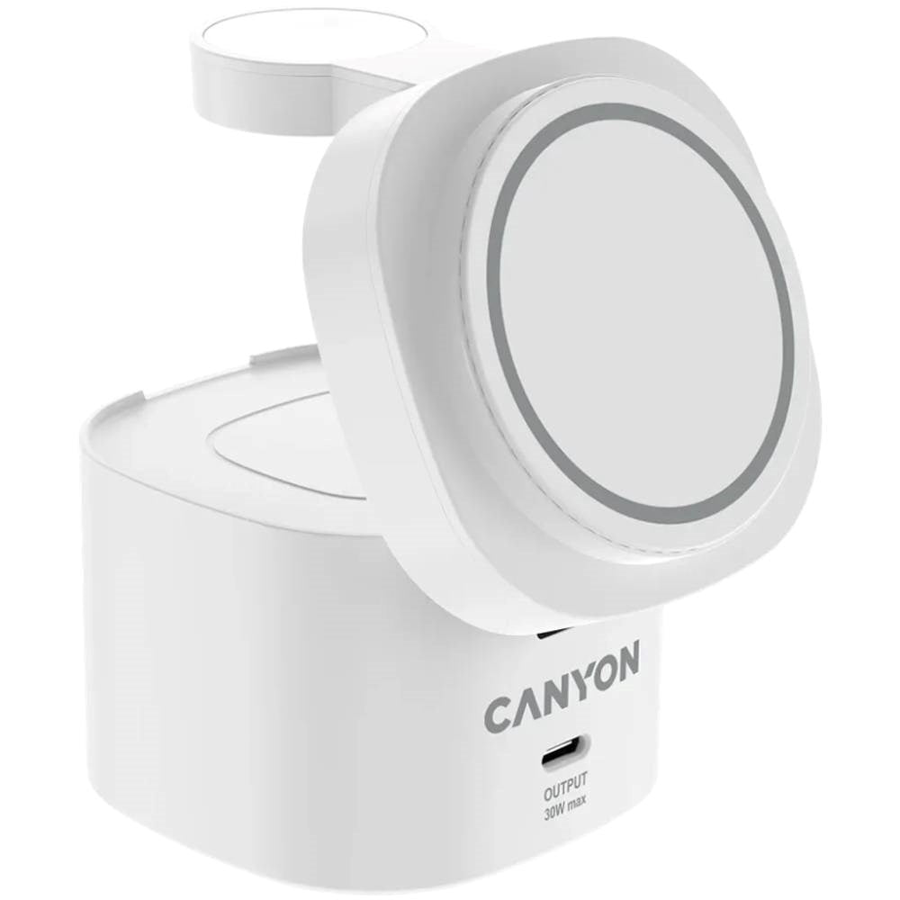 Canyon WCS-205 15W Qi2 2-i-1 Trådløs Lader - MagSafe Kompatibel - Hvit