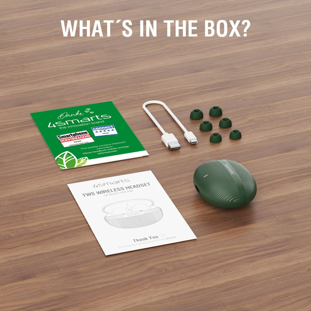 4smarts True Wireless SkyBuds Pro Hodetelefoner m. Aktiv Støyreduksjon - In-Ear - Grønn