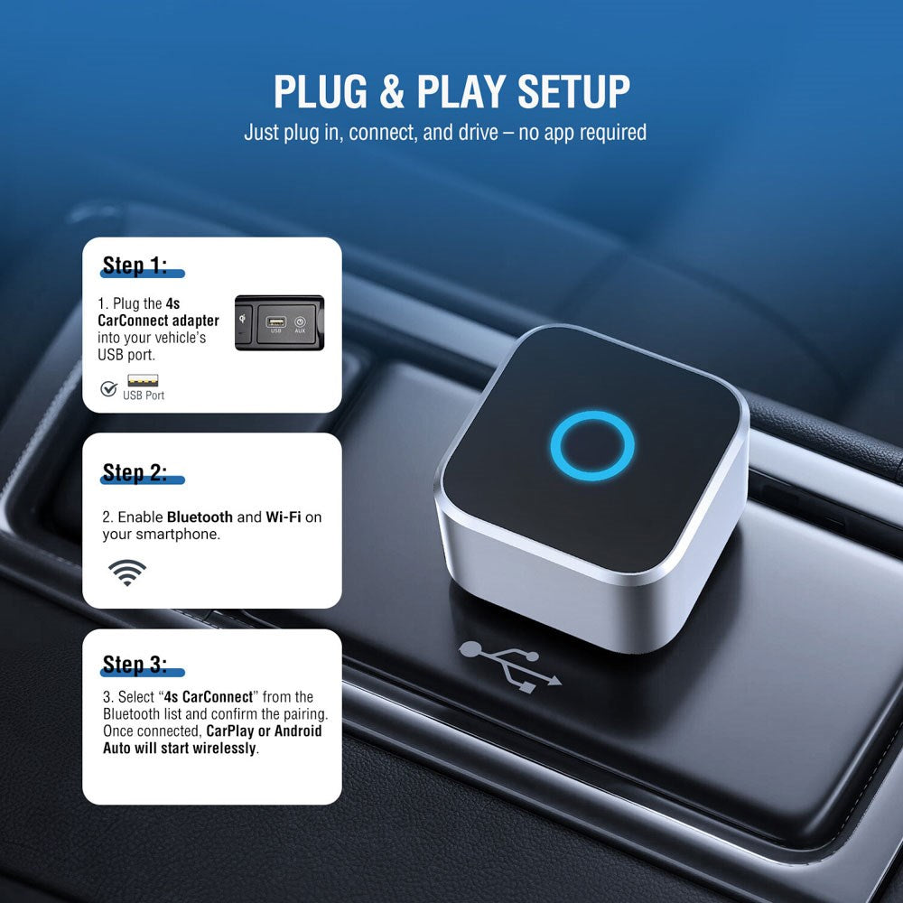 4smarts 2-i-1 Trådløs Adapter for Apple CarPlay & Android Auto – Sølv