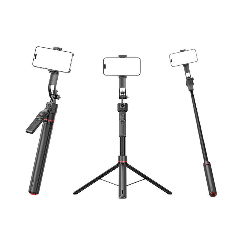 4smarts 360 AI Tripod Selfie Stick m. Ansiktssporing & Fjernkontroll - Svart