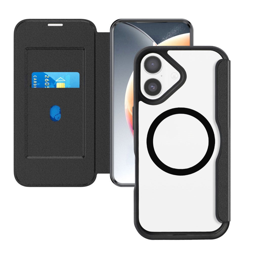 iPhone 17 4smarts Urban Pro Flip Deksel - MagSafe Kompatibel - Gjennomsiktig / Svart