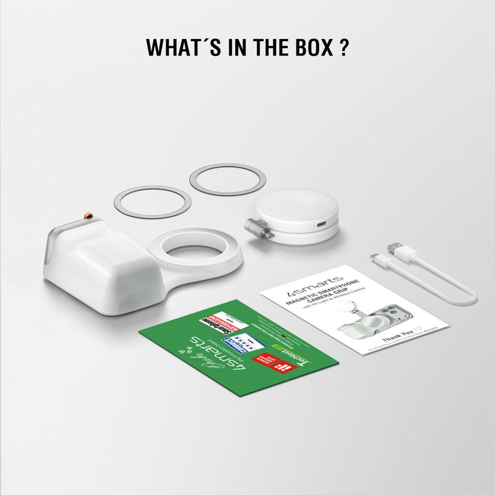 4smarts Kameragrep for Smarttelefon med LED-lys & Fjernkontroll - Hvit
