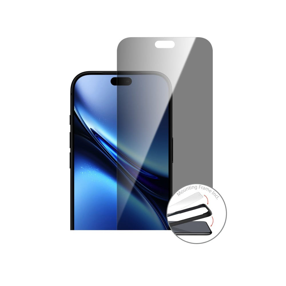 iPhone 18 Pro Max 4Smarts Second Glass Skjermbeskytter m. Monteringsramme - Privacy Funksjon - Gjennomsiktig