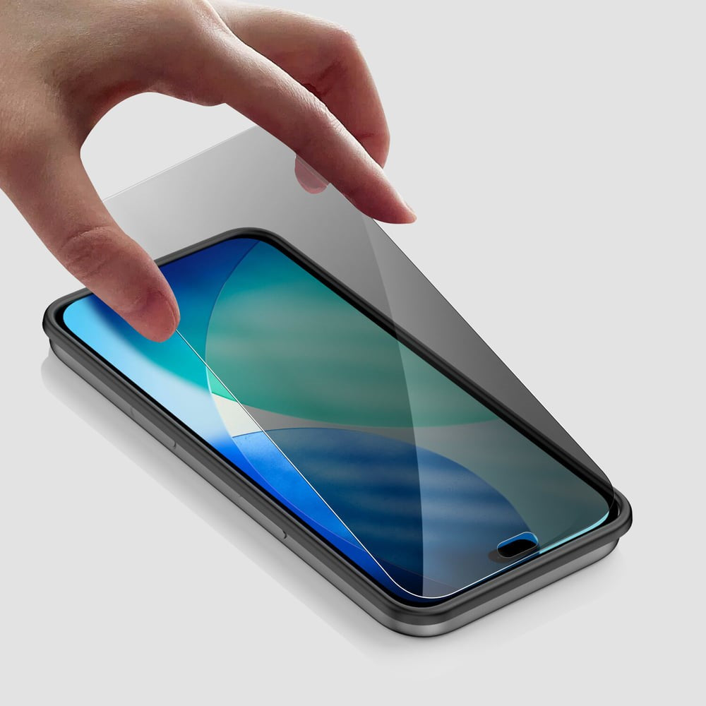 iPhone 18 Pro Max 4Smarts Second Glass Skjermbeskytter m. Monteringsramme - Privacy Funksjon - Gjennomsiktig