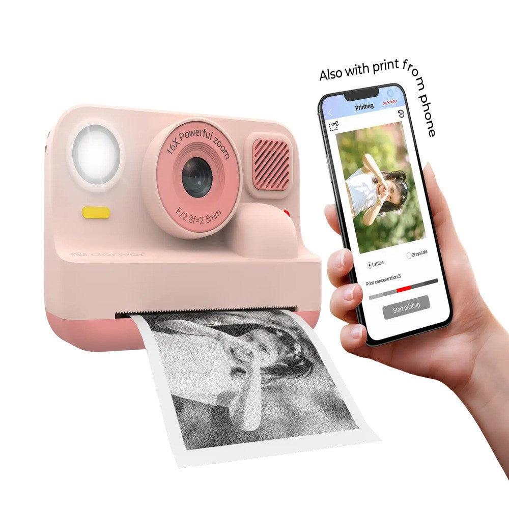 Denver KPC-1374BTRO Kamera for Barn med Innebygd Termisk Skriver & Spill - Rosa