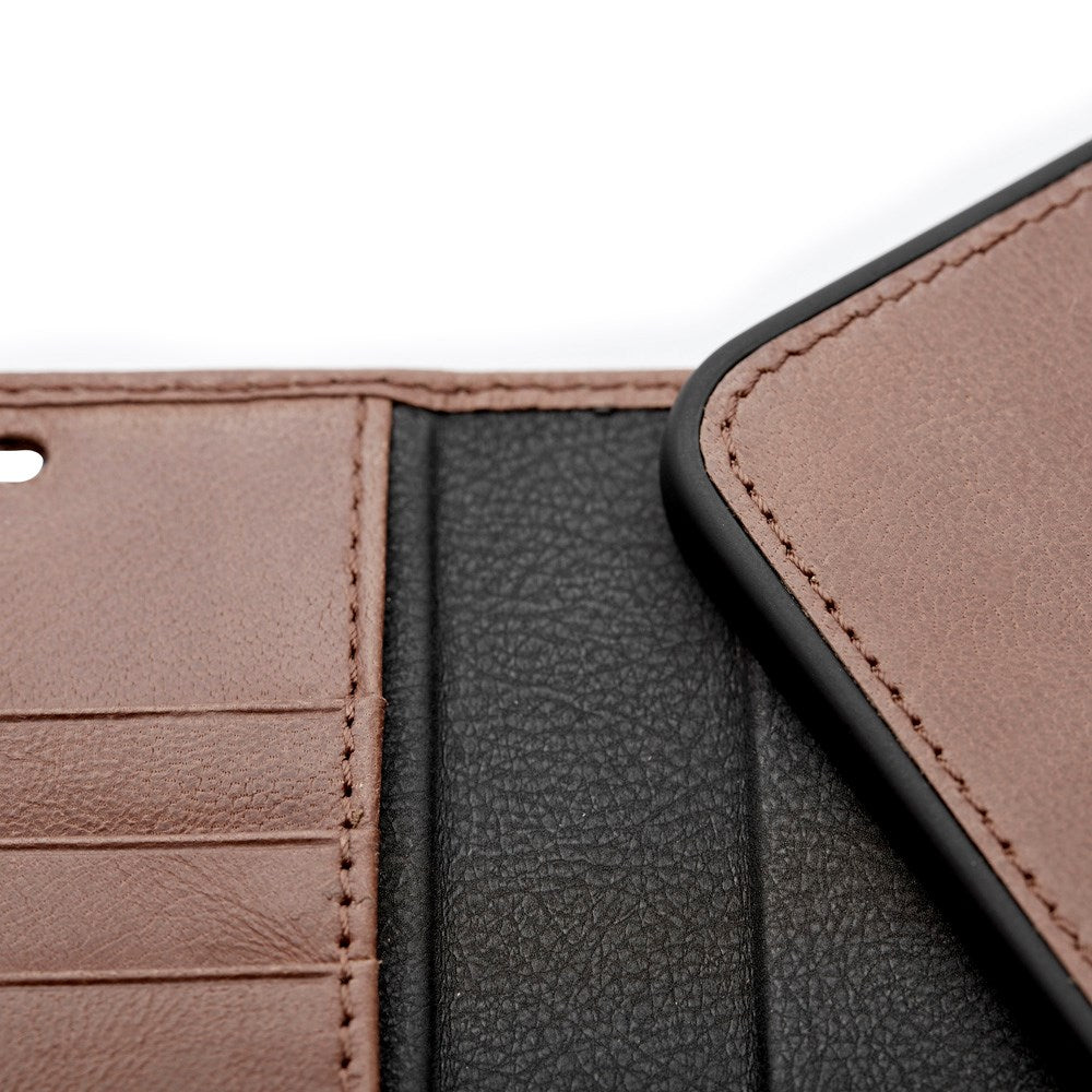 Trunk iPhone 12 Mini Ekte Skinn Deksel med Avtakbart Deksel - Brun