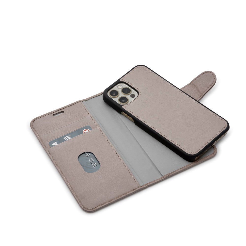 Trunk iPhone 12 Mini Ekte Skinn Deksel med Avtakbart Deksel - Rosa