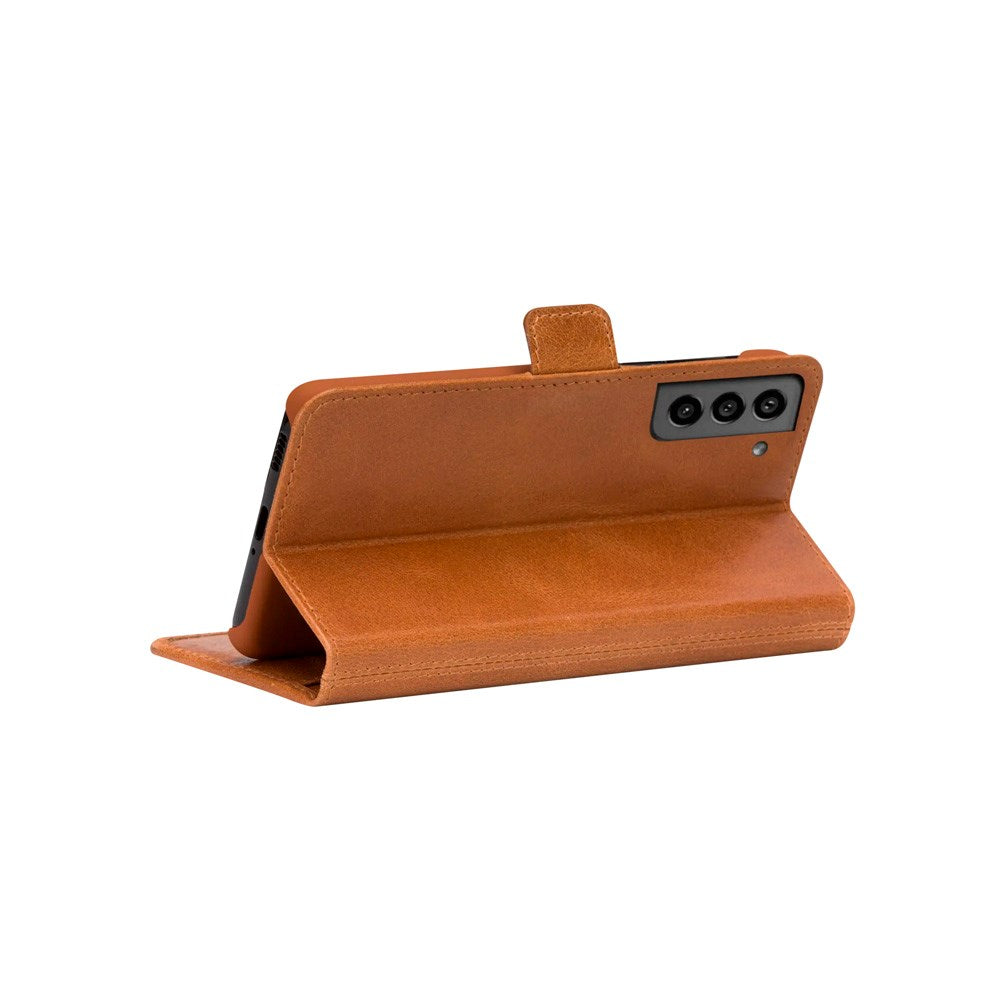 Samsung Galaxy S21 FE dbramante1928 Copenhagen Slim Ekte Skinn Flip Deksel m. Lommebok - Tan