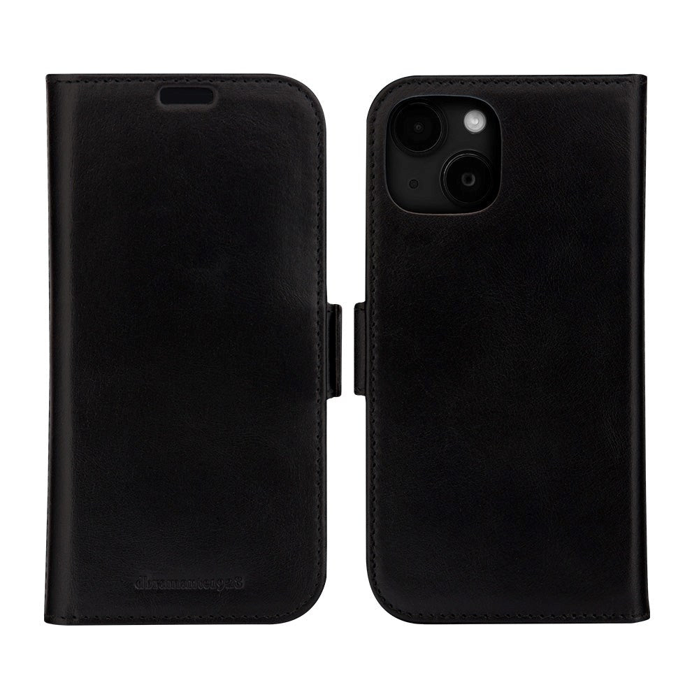 iPhone 15 dbramante1928 Lynge Ekte Skinn Magnet Flip-Deksel - Black