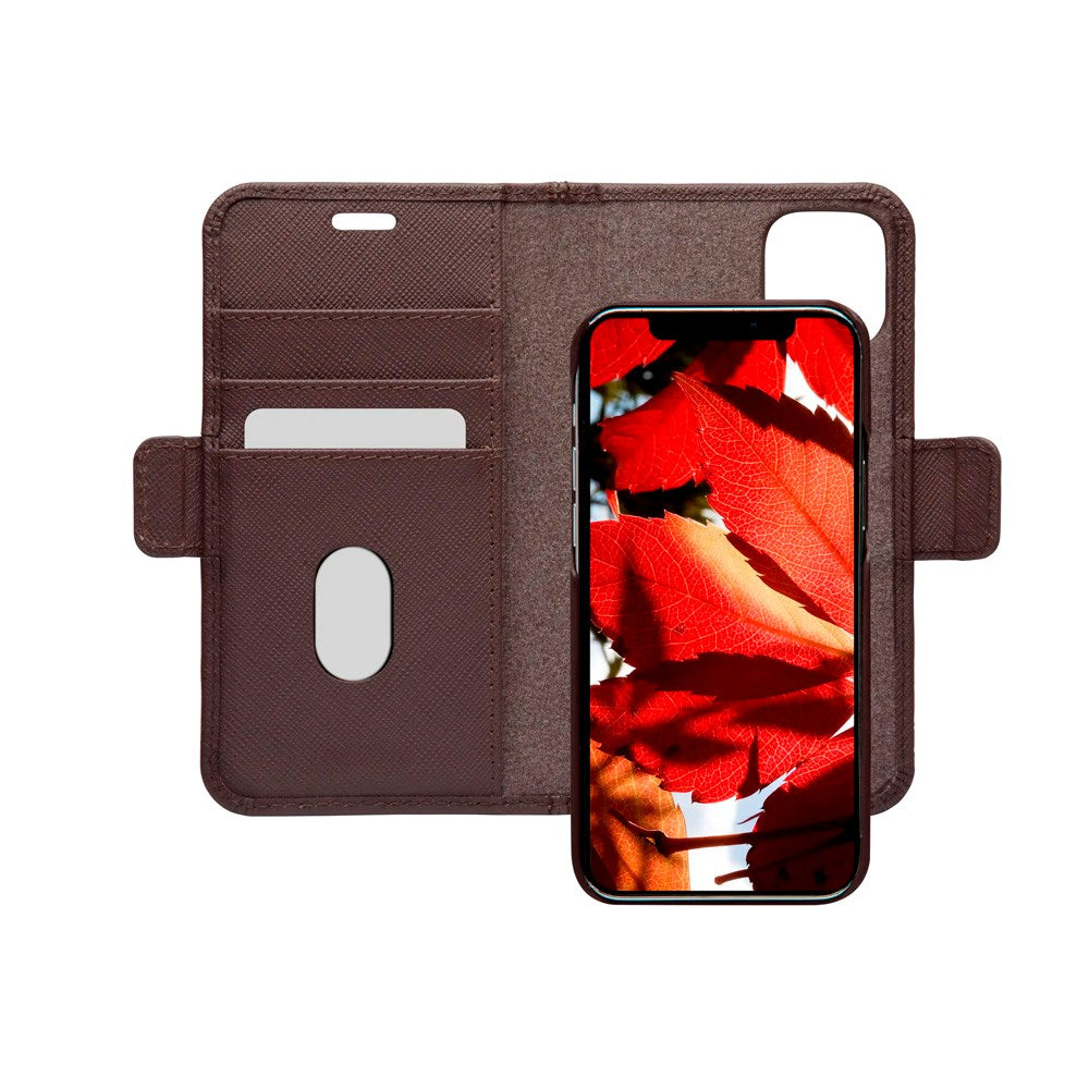 iPhone 12 Mini dbramante1928 New York 2-i-1 Ekte Skinn Flip Deksel - Dark Chocolate
