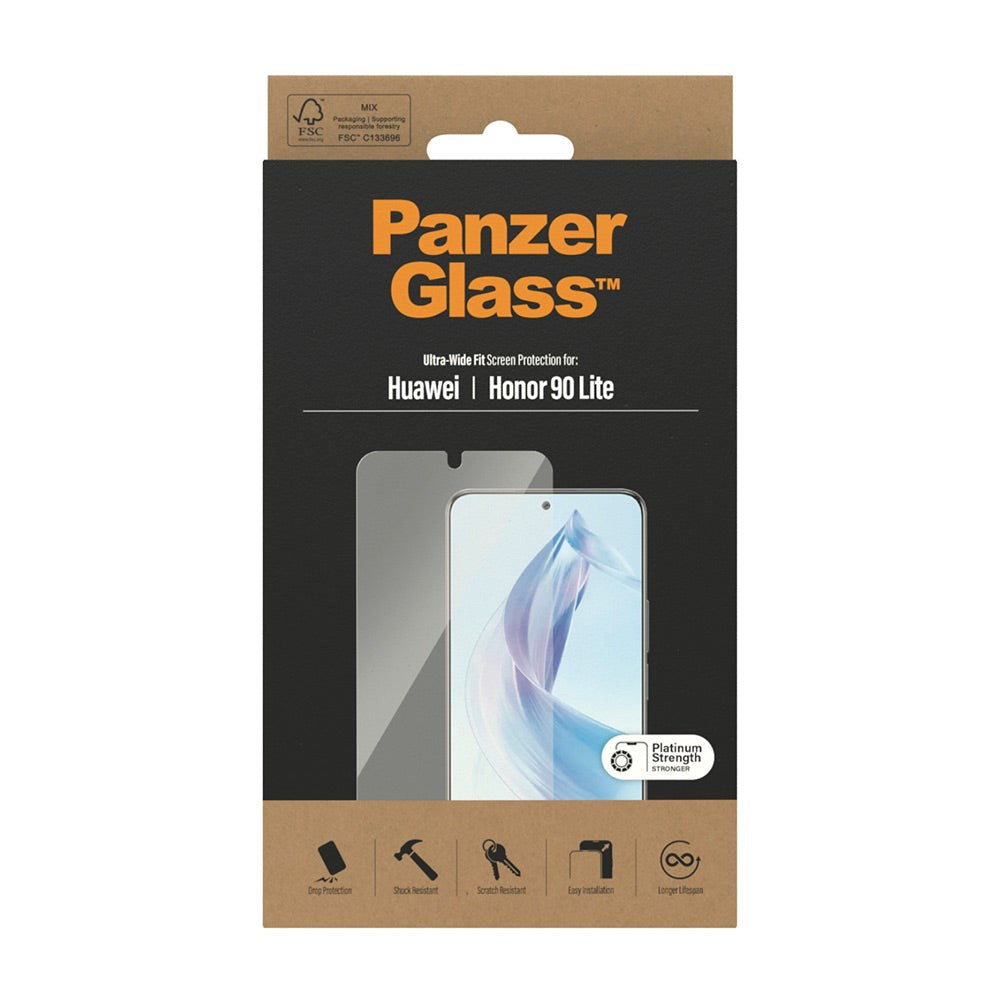 Honor 90 Lite PanzerGlass Ultra Wide Fit Skjermbeskyttelsesglass - Platinum Strength - Gjennomsiktig
