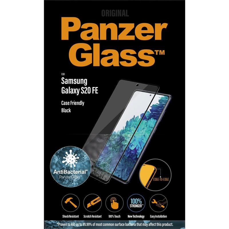 PanzerGlass Samsung Galaxy S20 FE / S20 FE (5G) Anti-Bakteriell Edge-to-Edge Skjermbeskytter - Case Friendly - Svart