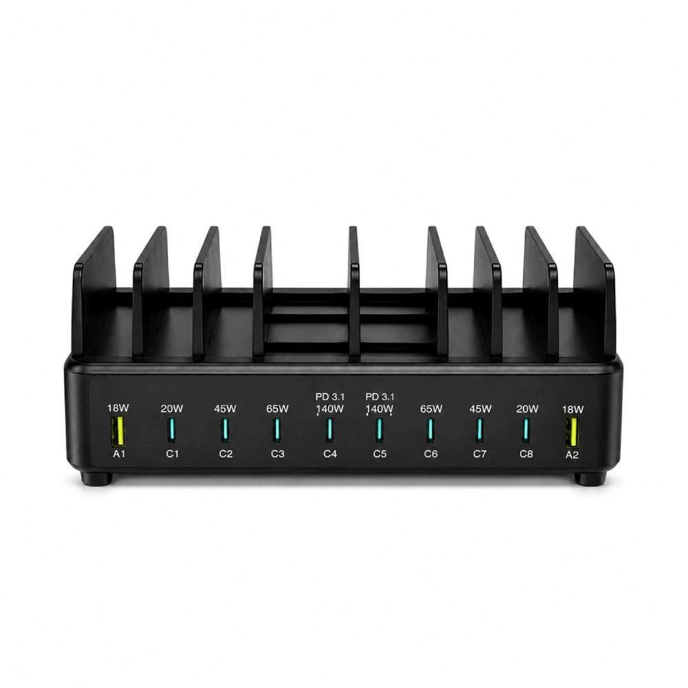 Xceed 320W Multioplader m. 8x USB-C & 2x USB-A - Svart