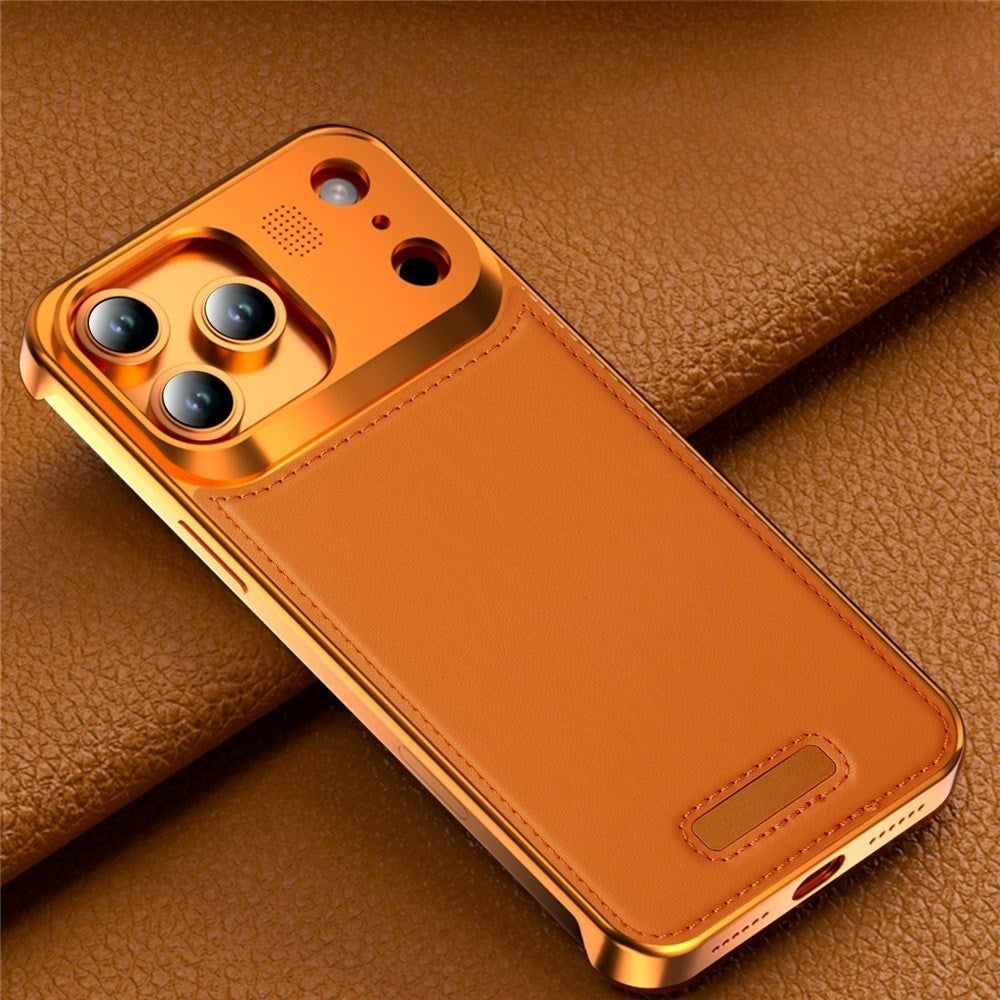 iPhone 17 Pro EIDERWOOD Stilig Metalldeksel med Kunstskinn – Sølv / Grå