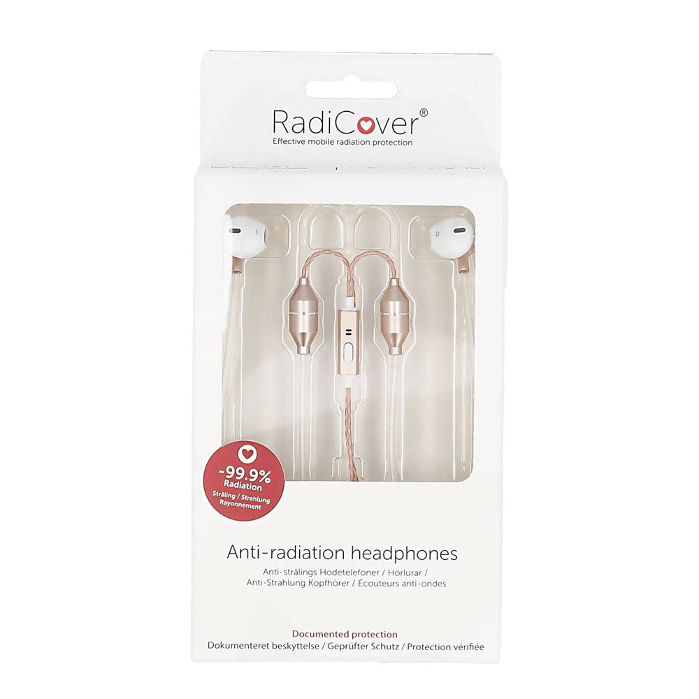 RadiCover Strålingsbeskyttet In-Ear Headset med AirTubes - Hvit / Rose Gold