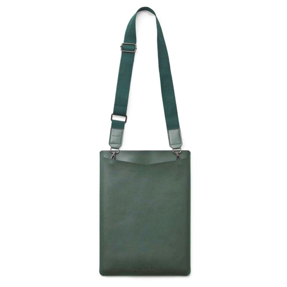 Philbert UltraSlim Vegansk Skinn Sleeve m. Stropp til MacBook / Laptop 15" (35,5 x 25 x 2 cm) - Grønn