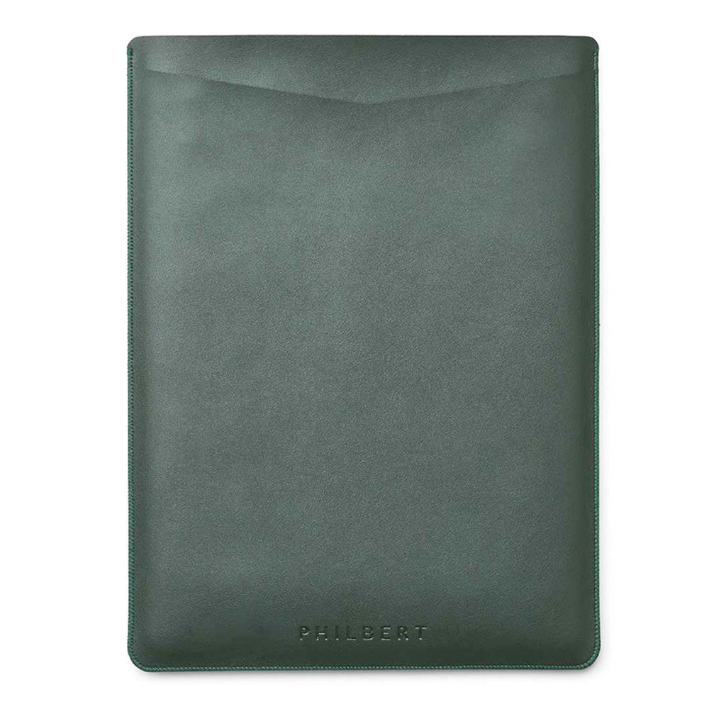 Philbert UltraSlim Vegansk Skinn Sleeve m. Stropp til MacBook / Laptop 15" (35,5 x 25 x 2 cm) - Grønn