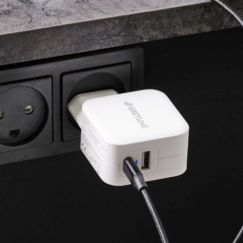 GreyLime 38W PD Vegglader med 1 x USB-C & 1 x USB-A - Hvit