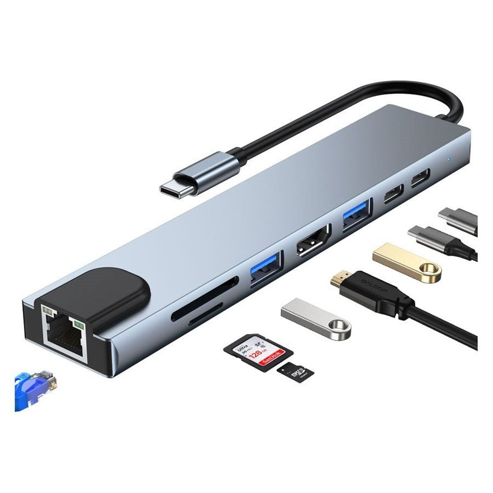 Lippa 8-i-1 87W Multiport USB-C Hub - Sølv