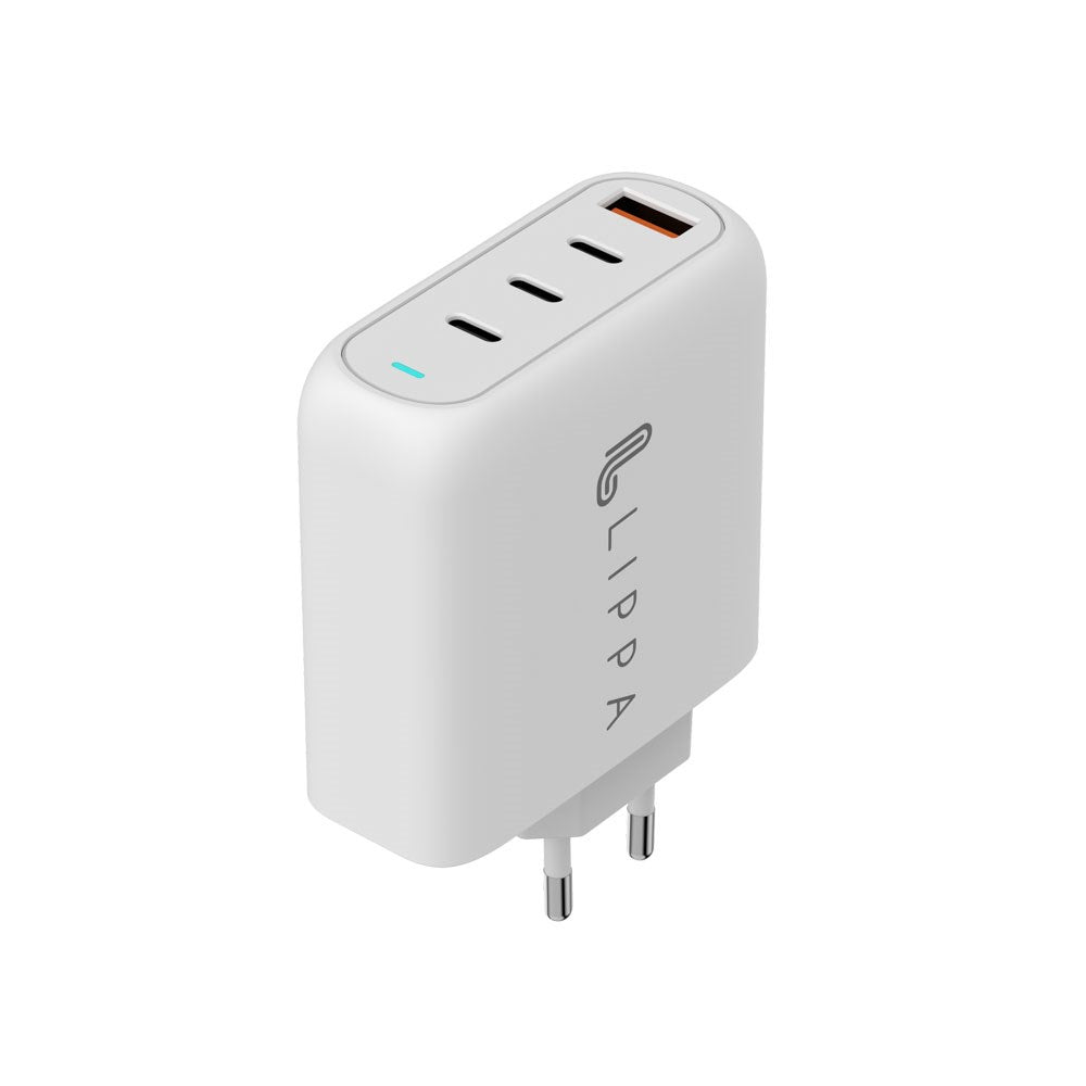 Lippa PD 100W Vegglader GaN med 3 x USB-C & 1 x USB-A - Hvit