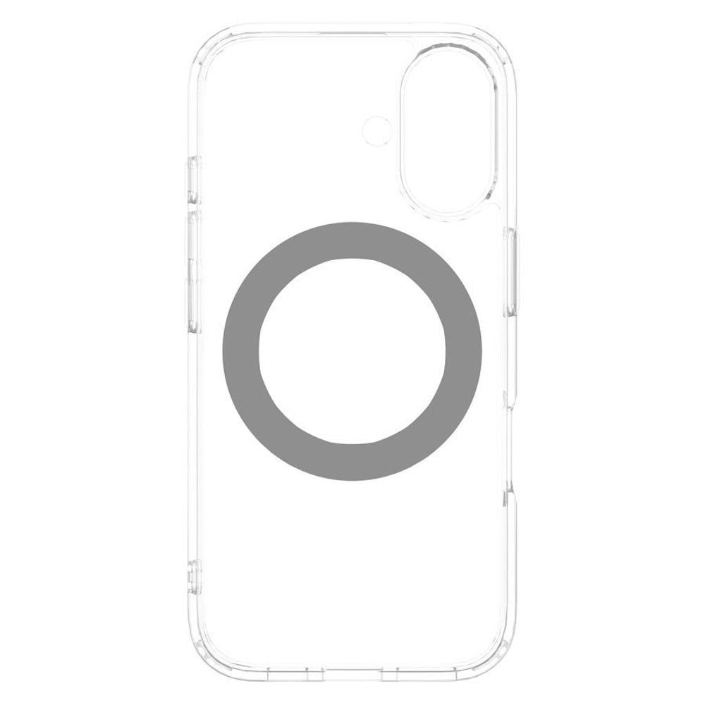 iPhone 16 Lippa Hybrid Plast Deksel med 360 Roterende Kickstand – MagSafe Kompatibelt – Gjennomsiktig / Sølv