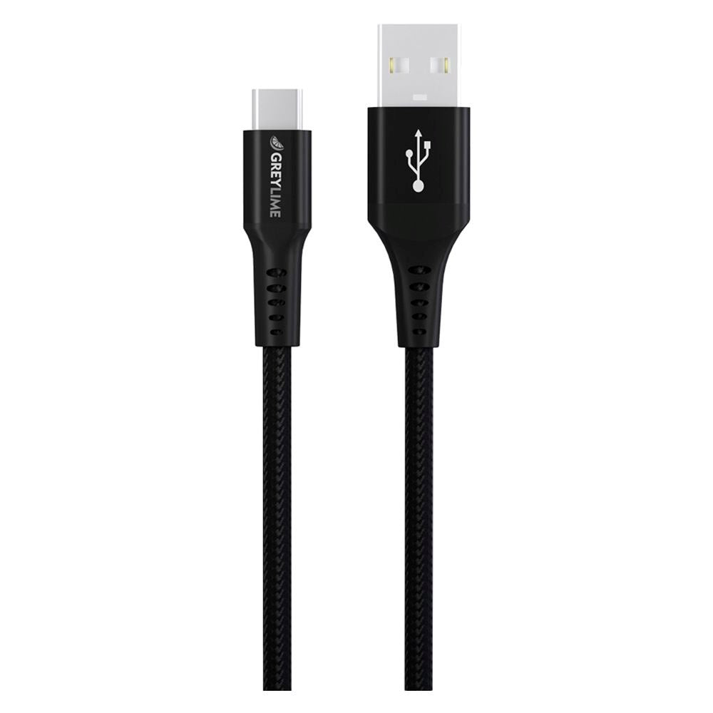 GreyLime 15W Flettet USB-A til USB-C Kabel 50 cm - Svart