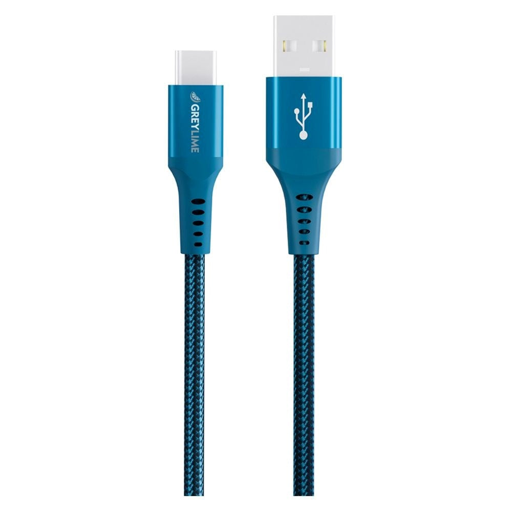 GreyLime 15W Flettet USB-A til USB-C Kabel 3 meter - Blå
