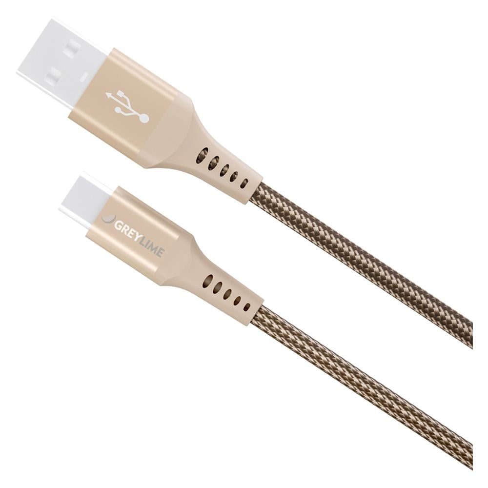 GreyLime 15W Flettet USB-A til USB-C Kabel 3 meter - Beige