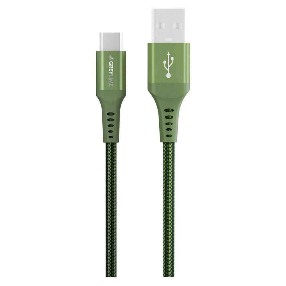 GreyLime 15W Flettet USB-A til USB-C Kabel 3 meter - Grønn