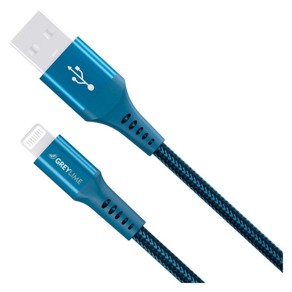 GreyLime 12W Flettet USB-A til Lightning Kabel 50 cm - Blå