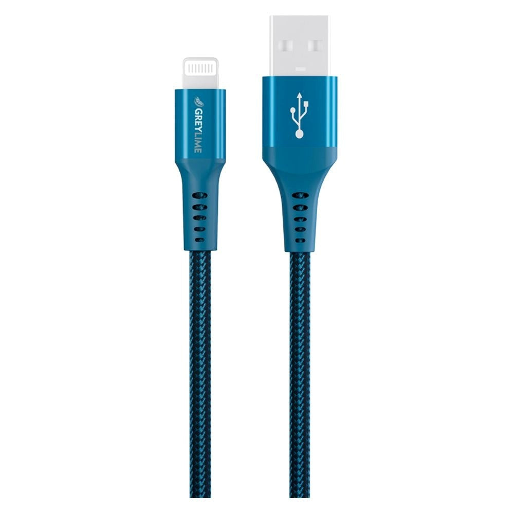 GreyLime 12W Flettet USB-A til Lightning Kabel 50 cm - Blå