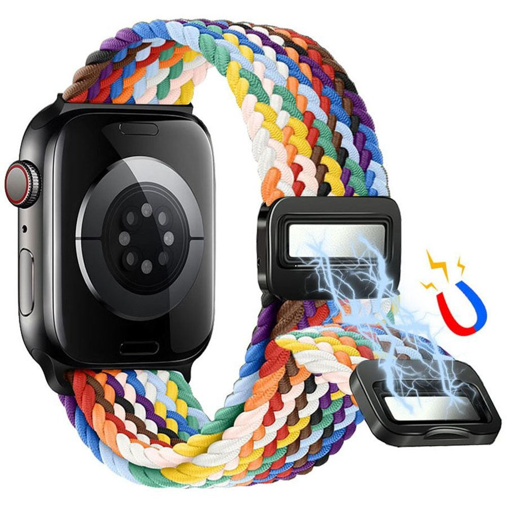 Apple Watch (42/44/SE/45/46/49 mm) Lippa Nylonstropp med Magnetlås – Flerfarget