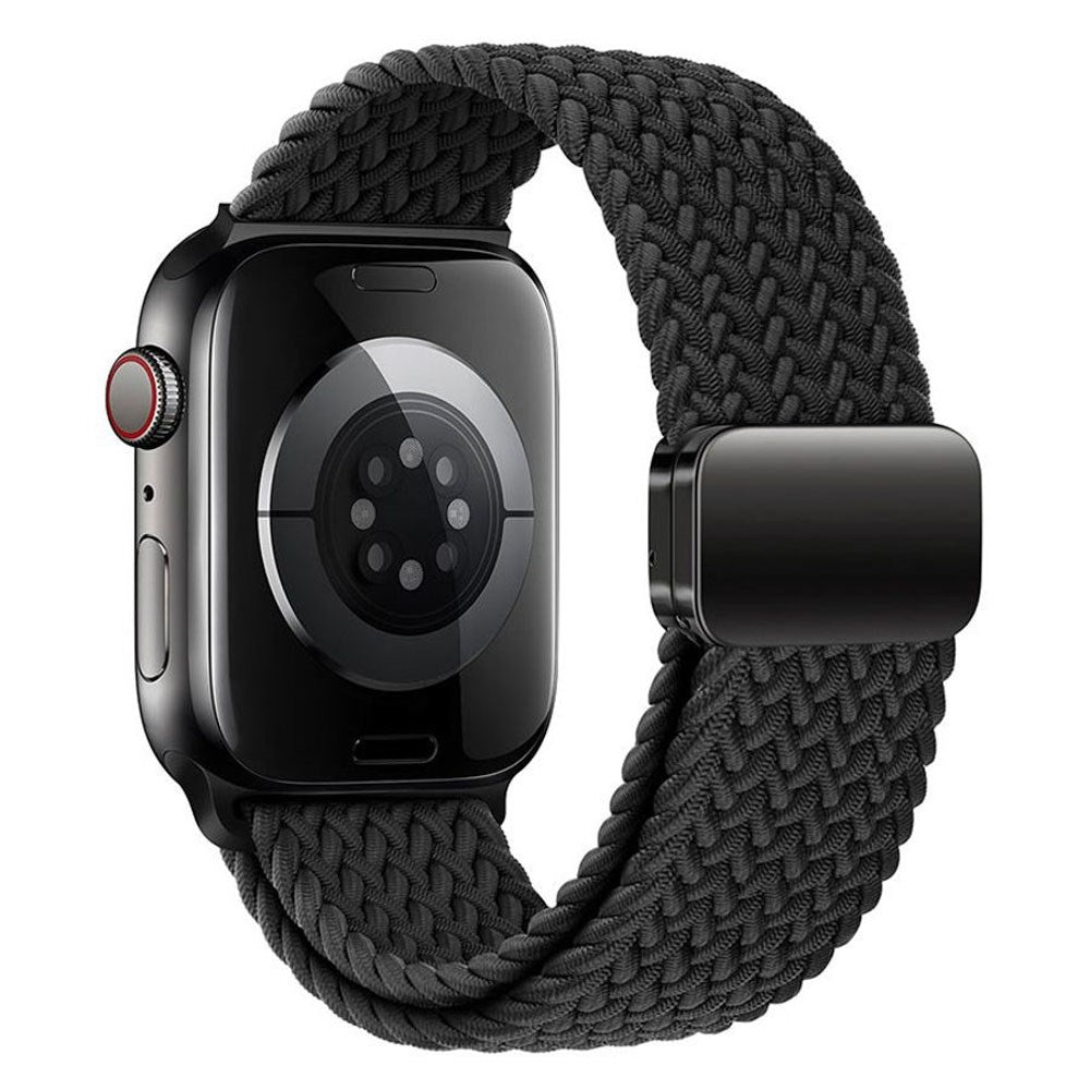 Apple Watch (42/44/SE/45/46/49 mm) Lippa Nylonstropp med Magnetlås – Svart