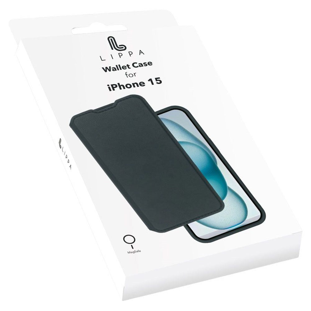 iPhone 15 Lippa 2-i-1 Wallet Flip Deksel - Svart