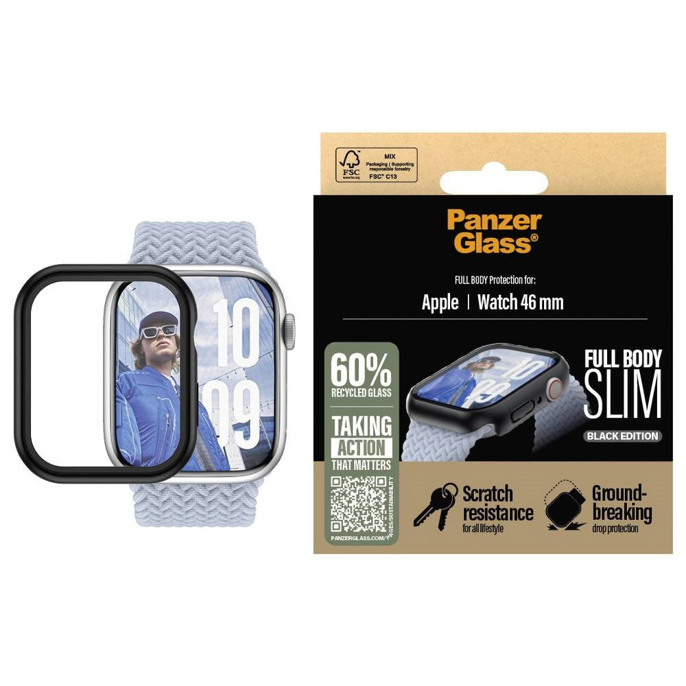 PanzerGlass Apple Watch 11 / 10 (46mm) Snappie Full Body Slim Deksel med Innebygd Skjermbeskytter - Svart